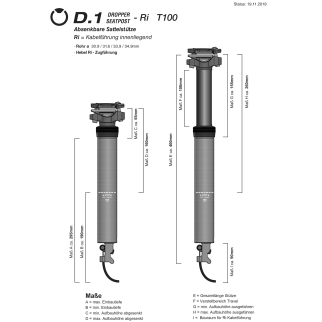 Sattelstütze, D.1 Ri T100 DROPPER Kabelführung INNEN 34.9 x 100mm black-sand