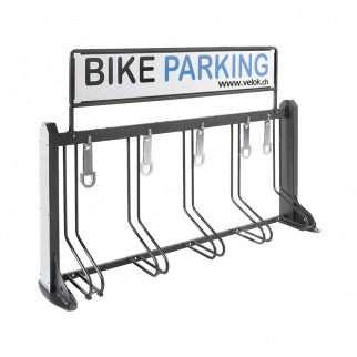 Fahrradständer, BIKE PARKING, 5-fach, mit Stahl-Schlossöse, für Outdoor inkl. Werbetafel unbedruckt 